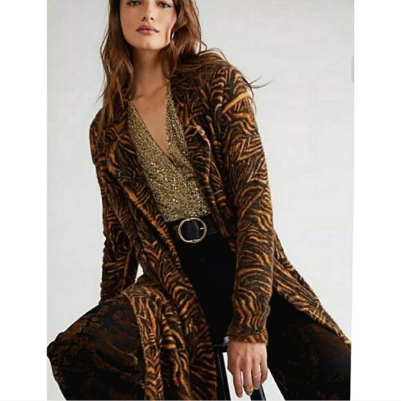 Free People Long Tiger Animal Print Cardigan Sweater - Picture 8 of 10